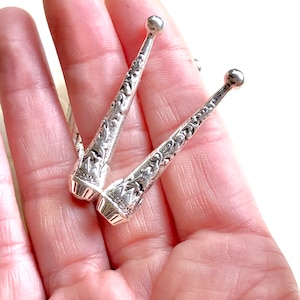 Bolo tip, pair, long, 50.5X10mm, Antiqued silver finish, Ornate flourish, 2 pieces | make your own bolo tie | tips for bolo tie | Glue in