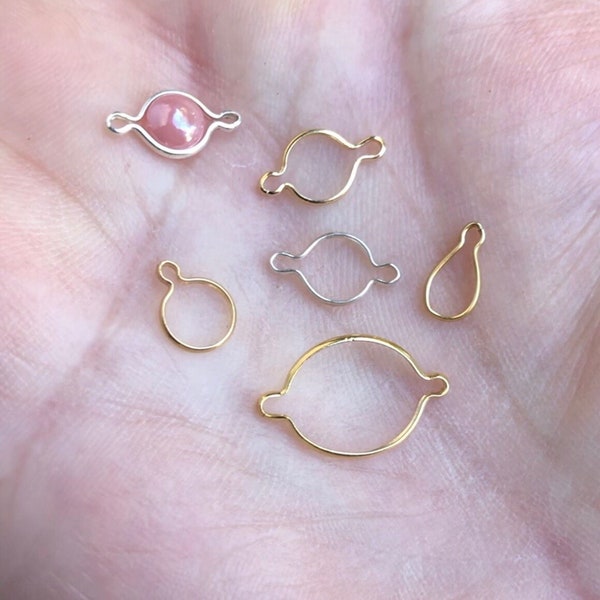 Setting Links & Drops, Wraptite | Easy DIY Gem Settings | 12x10 Oval, 8x6mm Oval, 9x6 Pear, 6mm Round 6x4mm Pear Drop | Sterling, Goldfilled