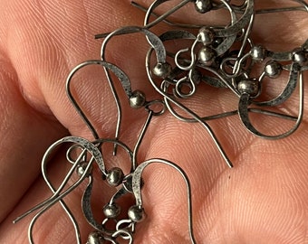 Gunmetal Grey Ear Wires with Ball: Brass Fishhook Earring Findings