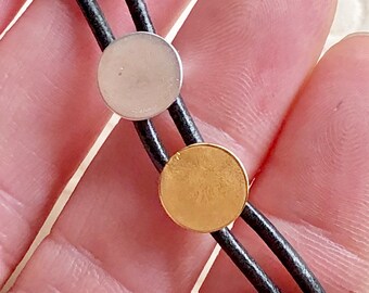 Bolo Tie Slide, 10mm, Round, Petite,  | Bolo Tie Setting, Gold or Silver, fits 2mm Cord | Bolo Tie Supplies