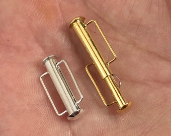 Slide Lock Clasps, 21 x 6mm, 1 pc | Gold or Silver over Brass, | Locking Clasp DIY Jewelry Choker, Bracelet, Mens Jewelry, Connector, Safety