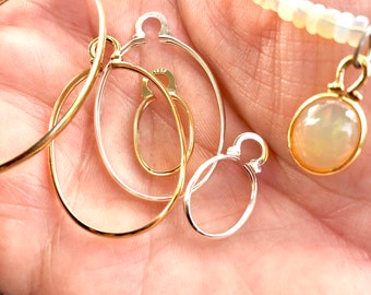 Oval Wire Cinch Mount 14k Goldfilled & Sterling Settings, 40x30, 33x17, 16x12, 14x10mm, 12x10mm, Wire Mounts for DIY Jewelry, photo lockets