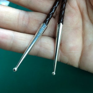 Bolo Tip, Pair, Sterling Silver Swirl design 43x6mm, 3mm ball tip, Seamless, Silver | Make a Bolo Tie | Sterling Silver Tips for Bola, USA