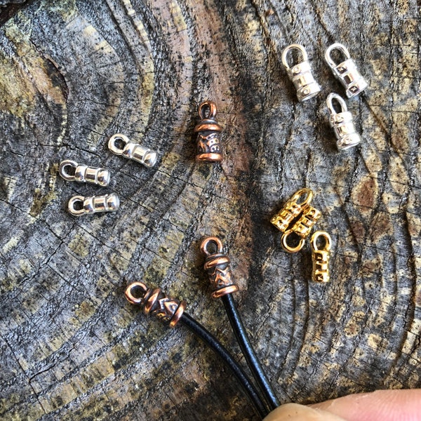 Crimp Tubes, Cord Ends, Temple Cap with Loop, Tassel Top, DIY Jewelry Sterling Silver, Silver PL, Gold PL, Copper, 5.5x3.5mm-7.5x5mm, 2-4pcs