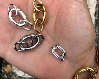 Clasp, Selfclosing, Oval, triggerless Stainless Steel, Gold, SilverPlate, Gunmetal | DIY jewelry supply Large Oval Chunky Clasp Mens Jewelry