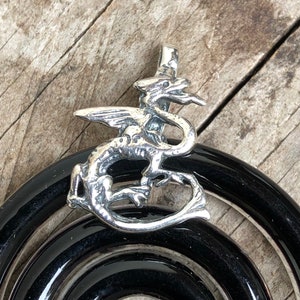 Dragon Donut Bail, Anq SS Dragon, 26x17mm, 11mm grip length | Dragon Bail to hang Pendants & Donuts | Silver Bail for DIY Jewelry