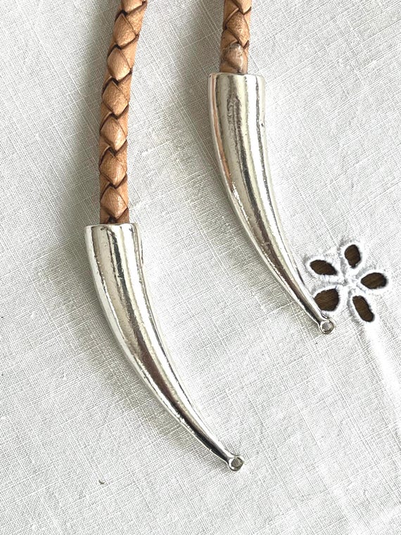 Curved Cone tips, 2 pcs, long, up to 9mm cord, 63x14mm, Loop, open "window"  Silver, Bolo Tie Tips, Glue in, resin pour, custom tie, Bolo