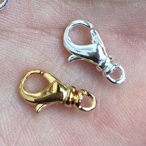 Swivel Lobster Claw Clasps, Silver or Goldplate, Brass, 12x7mm / Gold GLP or Silver SLP Lobster Claw Swivel Clasps for DIY Jewelry Supply