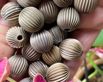 Raw Brass Beads, 20pcs, Corrugated, 16mm, Brass Beads for Statement Jewelry | Metallic Brass Beads, 2.5mm ID Hole, Set of 20 pcs, US Seller