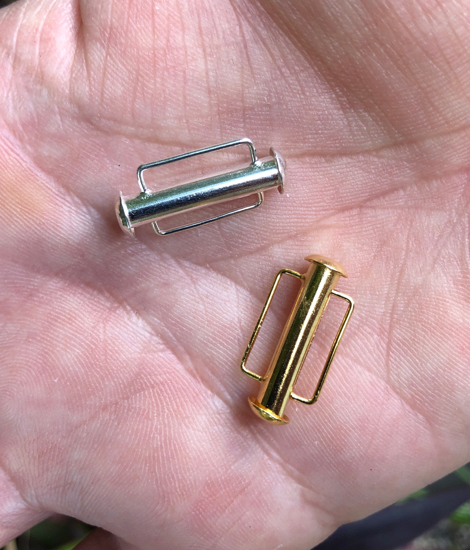 Slide Lock Clasps 2 pieces// GP or SLP Brass 21 x 6mm // Etsy