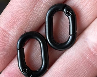 Self-closing Clasps, Pair, Black Finish, 20x13mm, 13x7mm id | Triggerfree, Hands Free, Triggerless Clasp, Modern, Mens DIY Jewelry Clasp