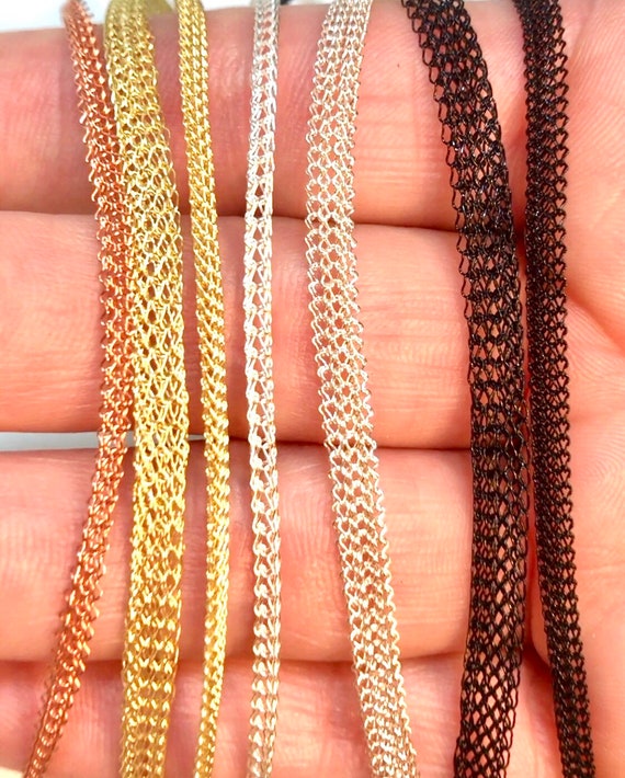 Knitted Wire Viking Mesh Chain by the Foot Copper Silver Black Gold Round Flat Knitted Wire Mesh Tube Slider Chain for DIY Jewelry Etsy