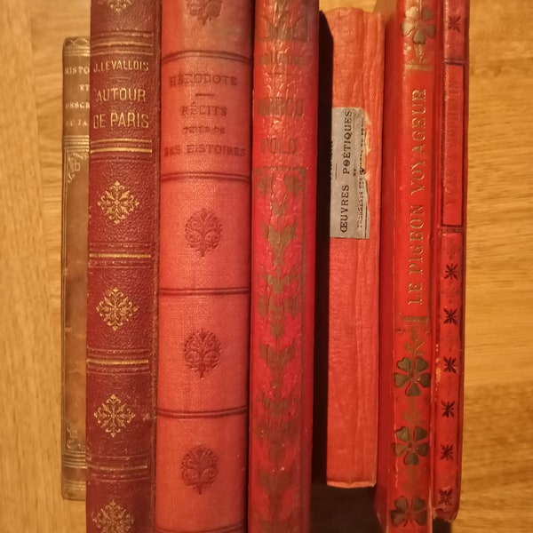 Eight Antique Red Books