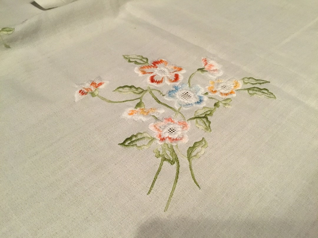 Flower Embroidered Tablecloth Etsy New Zealand