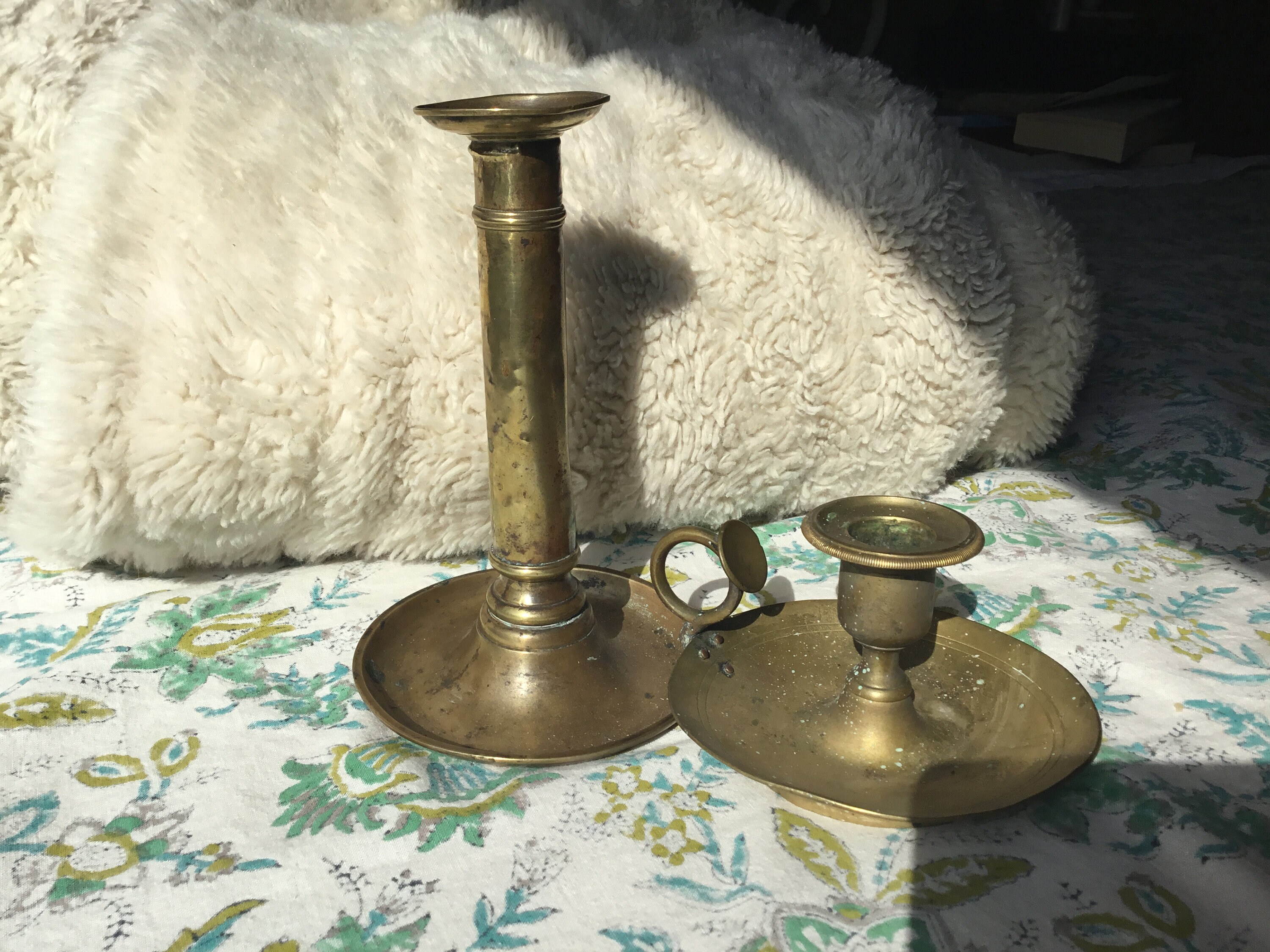 Français de Bougies en Laiton Vintage