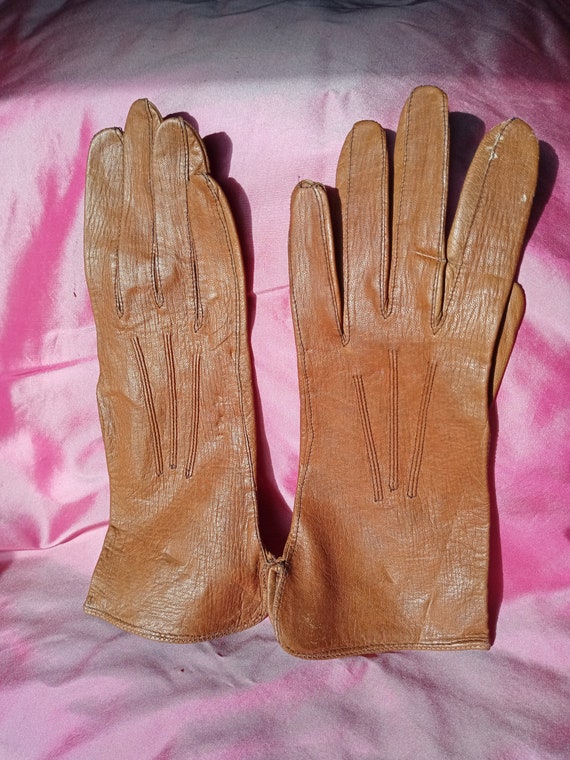 Vintage Tan Leather Gloves Never Used Etsy