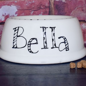 Medium slanted dog bowl, custom dog bowl, dog bowl, personalised dog bowl, dog food bowl, dog feeder, dog bowls, dog gift, ceramic dog bowl