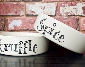 large dog bowl, dog food bowl, dog bowl, personalised dog bowl, ceramic dog bowl, dog food holder, custom dog bowl, dog water bowl, doodle