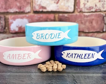 cat bowl, cat bowl ceramic, cat bowl with name, personalised cat bowl, cat dish, personalised cat dish, cat feeder, cat food bowl, custom