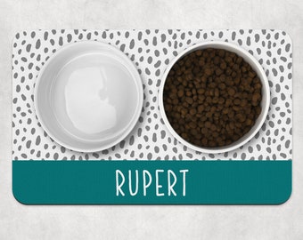 Dog Bowl Mat, Personalised Pet Bowl Mat, Customised Bowl Mat, Green Dog Food Mat, Puppy Bowl Mat, Cat Kitten Mat, Dog Mat, Dog Lover Gift