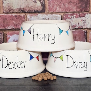 Extra Small slanted bowl, cat bowl, dog bowl, personalised cat bowl, cat food dish, dog bowl ceramic, rabbit bowl, custom dog bowl, bunting
