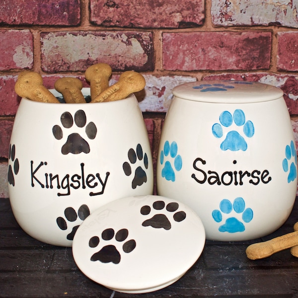 Large personalised dog treat jar, ceramic dog jar, dog canister, dog food storage, dog treat storage, dog food holder, personalised dog jar,