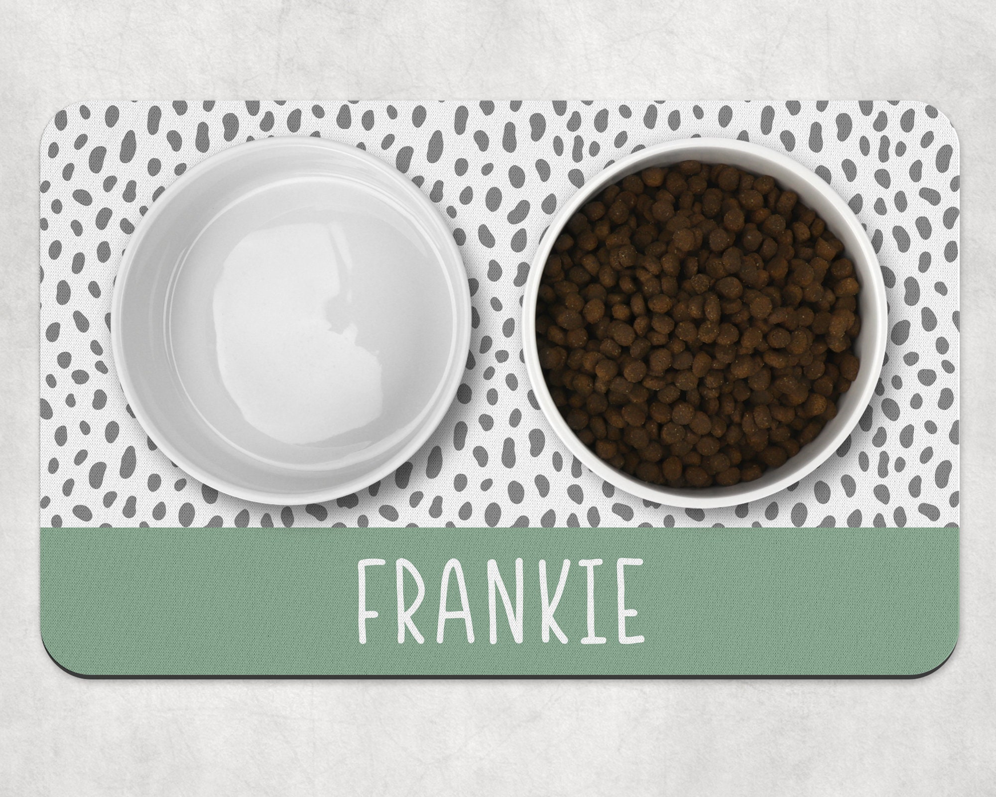 Dog Bowl Mat Personalised Pet Bowl Mat Customised Bowl Mat Sage