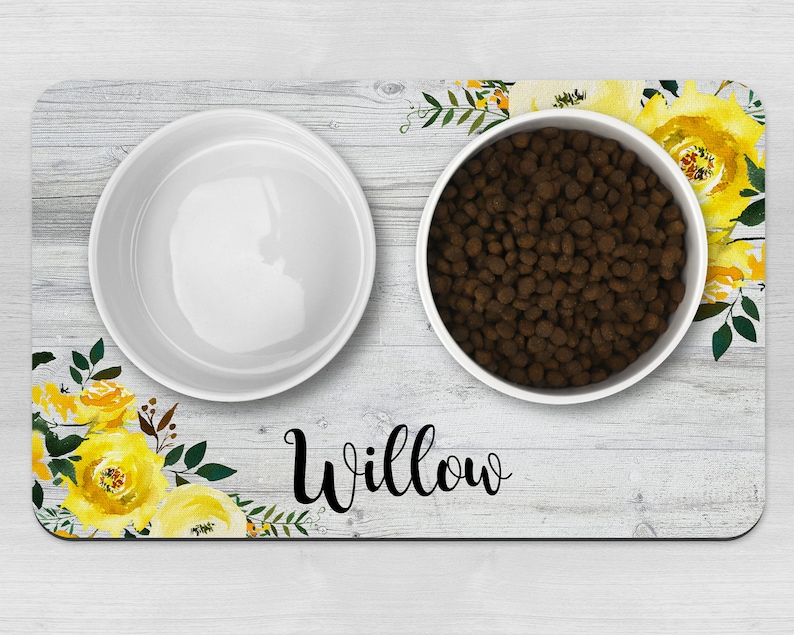 Pretty Personalised Dog Bowl Mat Pet Bowl Mat Customised Etsy UK