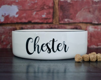 Medium dog bowl, dog food bowl, dog bowl, personalised dog bowl, ceramic dog bowl, dog food holder, custom dog bowl, dog water bowl, script