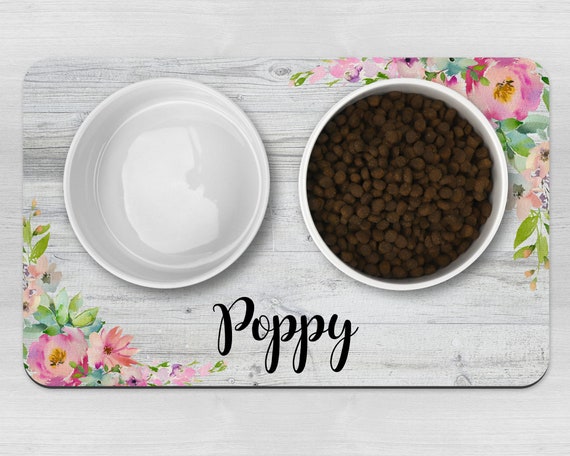 Pretty Personalised Dog Bowl Mat, Pet Bowl Mat, Customised Bowl Mat, Food  Mat, Puppy Bowl Mat, Cat Kitten Mat, Dog Mat Gift, Tropical Flower 