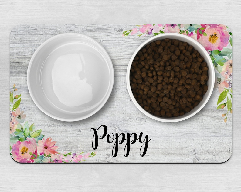 Pretty Personalised Dog Bowl Mat Pet Bowl Mat Customised Etsy UK
