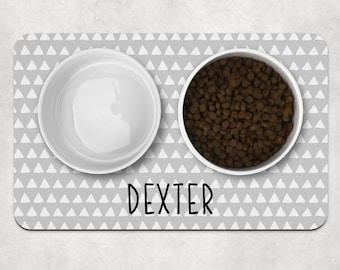 Dog Bowl Mat, Personalised Pet Bowl Mat, Grey Scandi Customised Bowl Mat, Dog Food Mat, Puppy Bowl Mat, Cat Kitten Mat,Dog Mat Gift, Dog