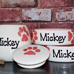 Small dog set, personalised dog set, dog bowls, cat bowls, dog gift set, cat gift set, dog treat jar, custom dog bowls, cat bowl with name