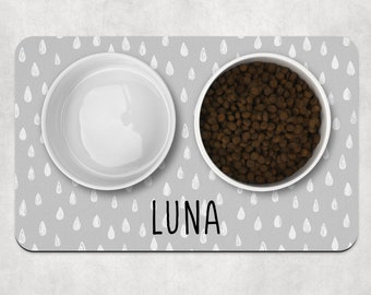Dog Bowl Mat, Personalised Pet Bowl Mat, Grey Scandi Pattern Customised Bowl Mat, Dog Food Mat, Puppy Bowl Mat, Cat Kitten Mat, Dog Mat Gift