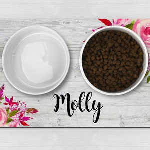 Pretty Personalised Dog Bowl Mat, Pet Bowl Mat, Customised Bowl Mat, Food Mat, Puppy Bowl Mat, Cat Kitten Mat, Dog Mat Gift, Dog Lover Gift