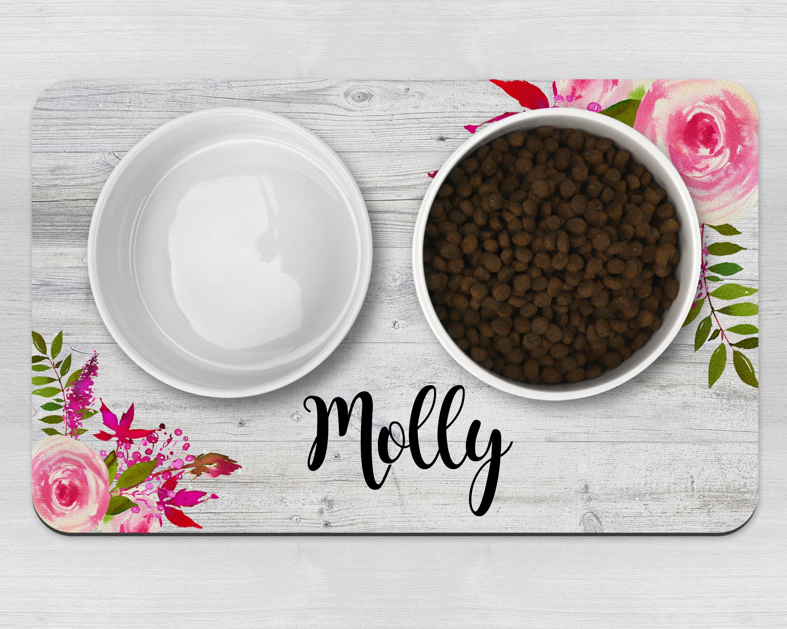 Pretty Personalised Dog Bowl Mat Pet Bowl Mat Customised Etsy