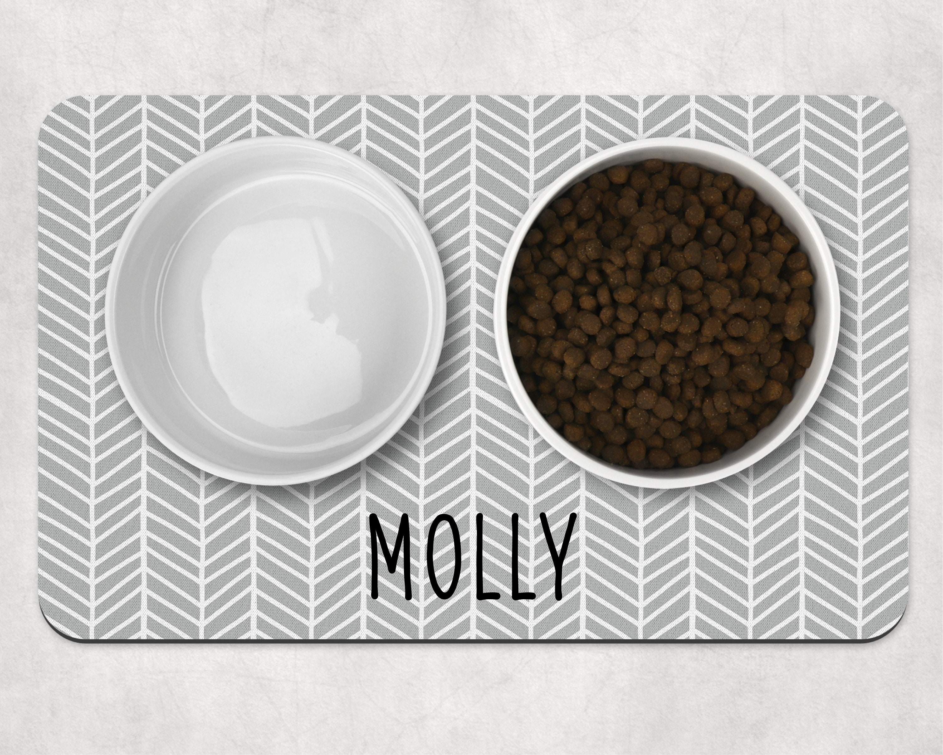 Dog Bowl Mat Personalised Pet Bowl Mat Grey Scandi Animal Etsy