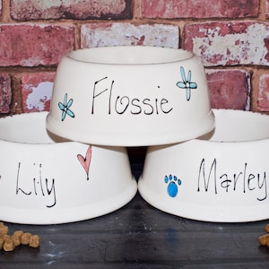 Medium slanted dog bowl, dog bowl, ceramic dog bowl, dog food bowl, custom dog bowl, dog feeder, personalised dog bowl, dog bowls, dog gift