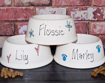 Medium slanted dog bowl, dog bowl, ceramic dog bowl, dog food bowl, custom dog bowl, dog feeder, personalised dog bowl, dog bowls, dog gift