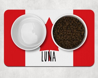 Hundematte mit kanadischer Flagge, Hundenapfmatte, personalisierte Haustiernapfmatte, individuell gestaltete Napfmatte, Hundefuttermatte, Welpennapfmatte, Katzen- und Kätzchenmatte, Geschenkidee für Hunde