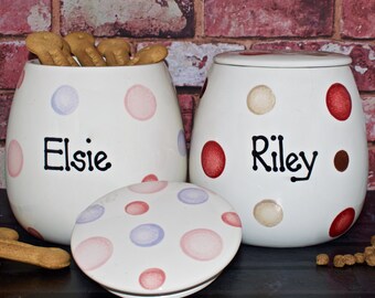 Large personalised dog treat jar, ceramic dog jar, dog canister, dog treat storage, dog food holder, personalised dog jar, dog food storage