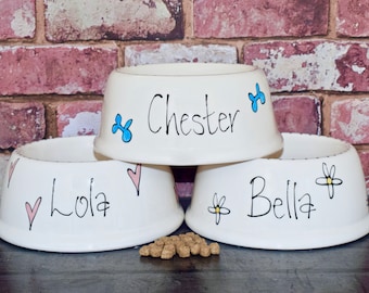 Small slanted bowl, dog bowl, cat bowl, dog food bowl, personalised dog bowl, cat bowl with name, custom dog bowl, ceramic dog bowl