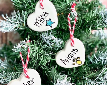 personalised Christmas decoration, cat Christmas decoration, ceramic cat Christmas decoration, Christmas tree decoration, gift for cats