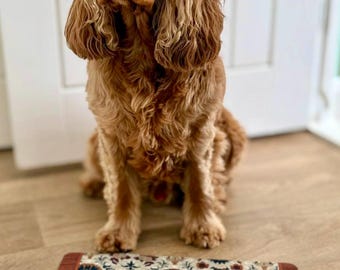 Dog Bowl Mat, Name Bowl Dog Mat, Personalised Pet Bowl Mat, Dog Food Mat, Puppy Bowl Mat,Cat Kitten Mat, Unique Turkish Rug Design, Dog Gift