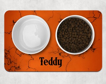 Halloween mat, Dog Bowl Mat, Personalised Pet Bowl Mat, Halloween marble, Customised Bowl Mat, Dog Food Mat, Puppy Bowl Mat, Cat bowl Mat