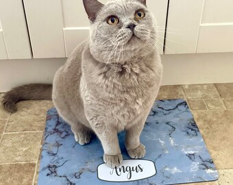 Cat Bowl Mat, Customised Cat Bowl Mat, Personalised Cat Bowl Mat, Cat Food Mat, marble Bowl Mat, Kitten Mat, Cat Mat Gift, Cat Lover gift