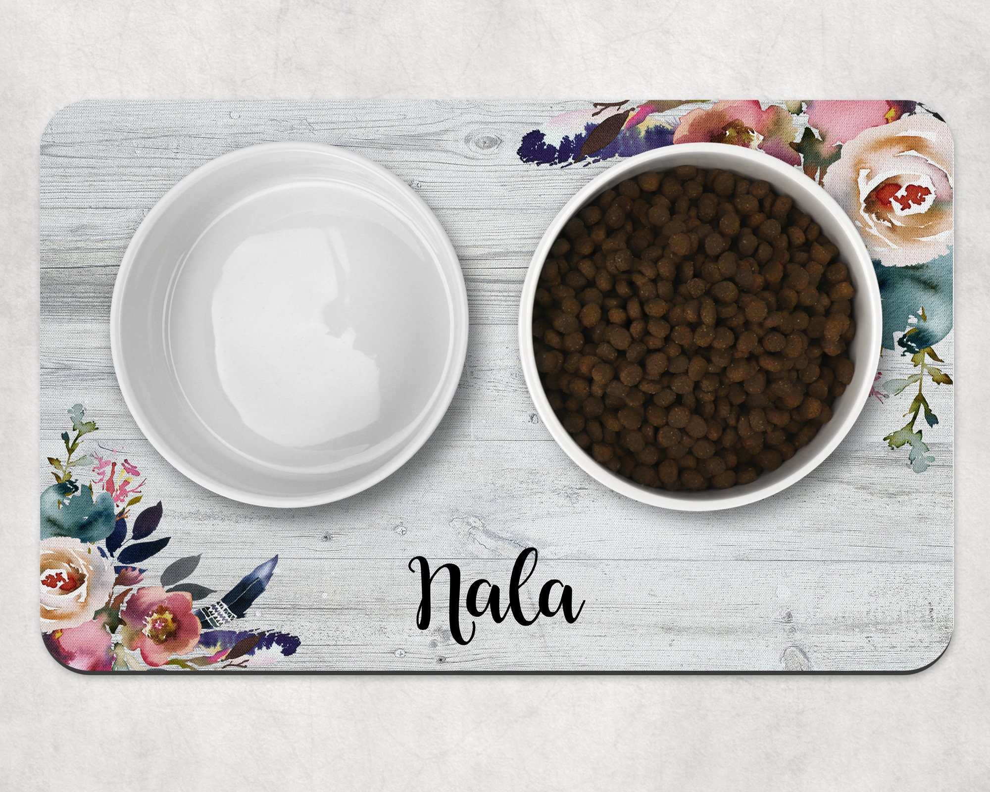 Pretty Personalised Dog Bowl Mat Pet Bowl Mat Customised Etsy UK