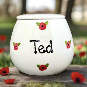 Small pet treat jar, personalised dog treat jar, cat food storage jar, personalised cat treat jar, custom dog jar, jar, poppy canister jar
