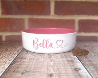 Medium dog bowl, dog food bowl, dog bowl, personalised dog bowl, ceramic dog bowl, dog food holder, custom dog bowl, dog water bowl, heart
