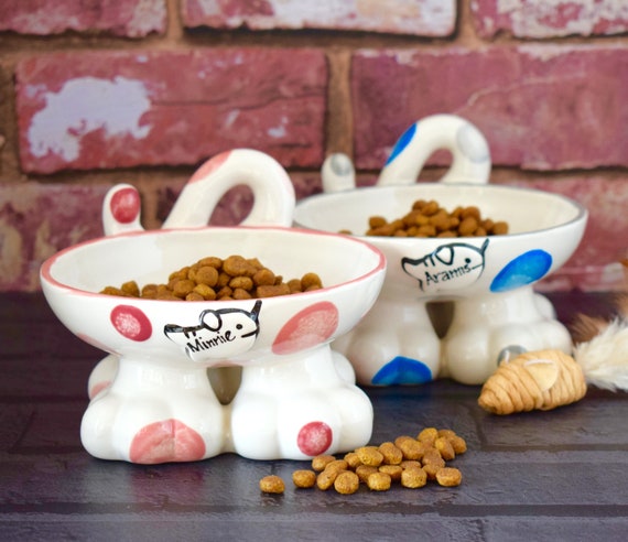 personalised cat bowl, cat bowl, cat bowl with name, cat bowl ceramic, personalised cat gift, raised cat bowl, elevated cat bowl, cat dish